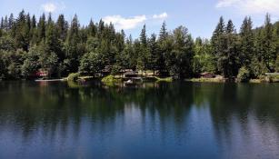 Camp Saturna from on Silver Lake