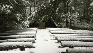Chapel in the Woods in the Snow